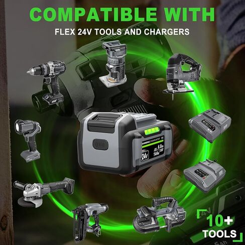 24V Replacement for Flex 24V Battery 6.0 Ah FX0111 FX0321 FX0111-1 FX0321-1 FX0311-1 FX0331-1, ‎24V MAX Lithium-Ion Battery Compatible with 24Volt Cordless Power Tools, for Flex Battery in Kuwait