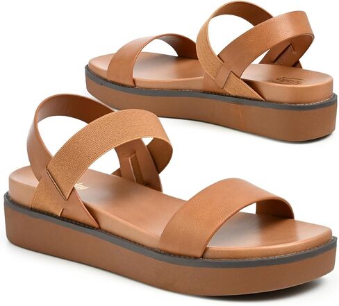 Women’s Platform Sandal Bekie, Elastic Cross Strap, Open Toe, Cushioned Footbed, Lightweight Summer Casual Sandal in Kuwait