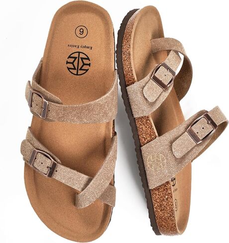 E E EMPTY Sandals Women Adjustable Double-Buckle Smooth Sandals, Comfortable Cork Sandals Suitable for Women, with Bow Support in Kuwait