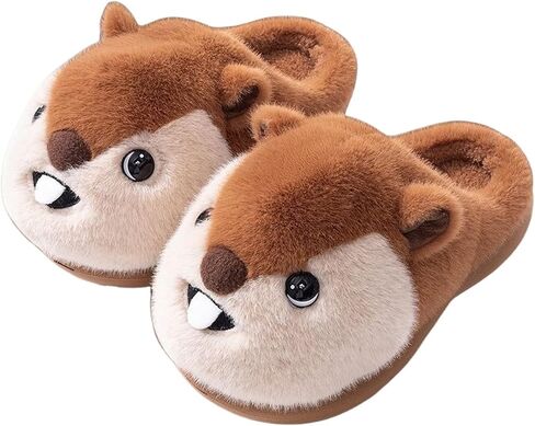 AZCHEN Cute Animal Hamster Slippers for Women Men, Adult Warm Furry Soft Winter House Shoes in Kuwait