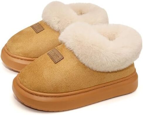 Women's Closed-Back Faux Fur Slippers Warm Fluffy Platform Winter House Shoes Cute & Cozy in Kuwait