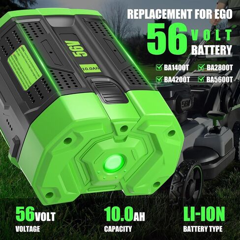 1-Pack 10000mAh Battery Replacement for EGO 56V Battery and CH2100 Charger | Compatible with EGO 56V Battery BA1400T BA1400 BA2800T And BA1400 BA2800 BA4200 BA5600 in Saudi Arabia