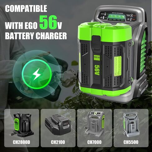 1-Pack 10000mAh Battery Replacement for EGO 56V Battery and CH2100 Charger | Compatible with EGO 56V Battery BA1400T BA1400 BA2800T And BA1400 BA2800 BA4200 BA5600 in Saudi Arabia