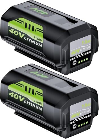 2Pack 7500mAh High Capacity Replacement for Ryobi 40V Battery and Charger | Compatible with Ryobi 40 Volt Battery Lithium OP40261 OP4050 OP4040 OP40601 Cordless Power Tools, LED Indicators Light in Kuwait