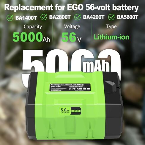 56V 5.0Ah Battery Replacement for EGO 56V Battery BA1400 BA1400T BA2800T BA2800 in Kuwait