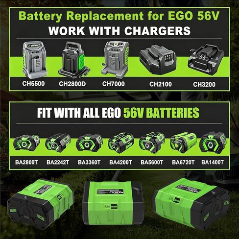 56V 5.0Ah Battery Replacement for EGO 56V Battery BA1400 BA1400T BA2800T BA2800 in Kuwait