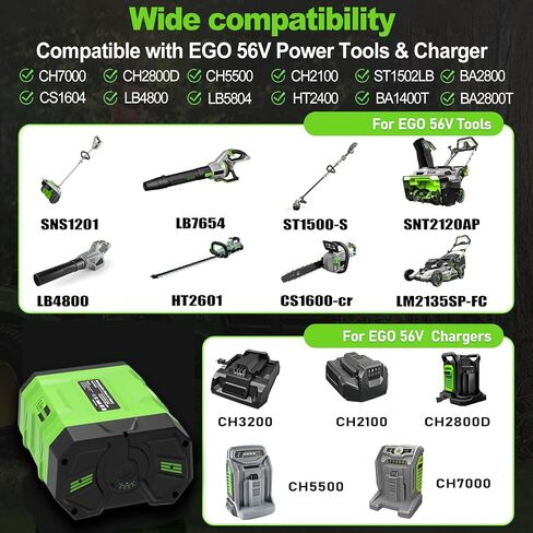 56V 5.0Ah Battery Replacement for EGO 56V Battery BA1400 BA1400T BA2800T BA2800 in Kuwait