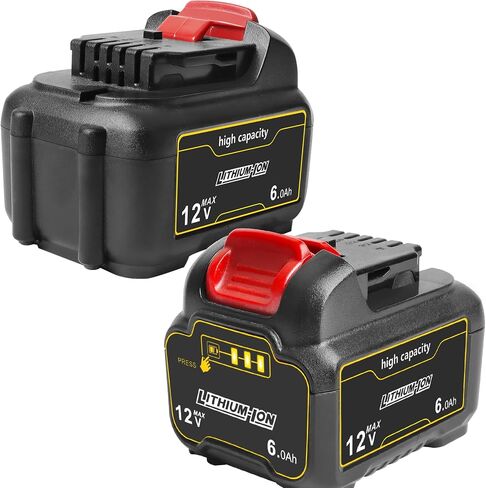 2 Pack 12V 6A Replacement Batteries Compatible with Dewalt 12V Cordless Power Tools & Chargers, Replaces DCB120,DCB121,DCB127 (Not Made in Dewalt) in Kuwait