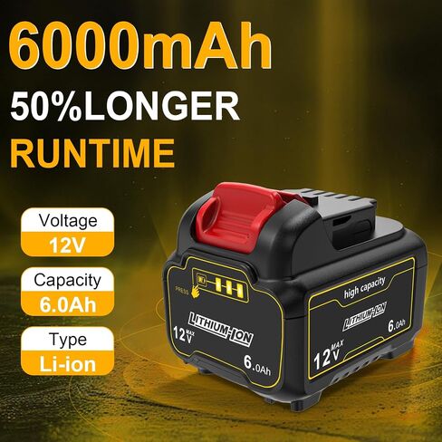2 Pack 12V 6A Replacement Batteries Compatible with Dewalt 12V Cordless Power Tools & Chargers, Replaces DCB120,DCB121,DCB127 (Not Made in Dewalt) in Kuwait