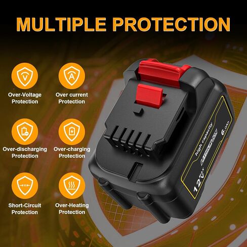 2 Pack 12V 6A Replacement Batteries Compatible with Dewalt 12V Cordless Power Tools & Chargers, Replaces DCB120,DCB121,DCB127 (Not Made in Dewalt) in Kuwait