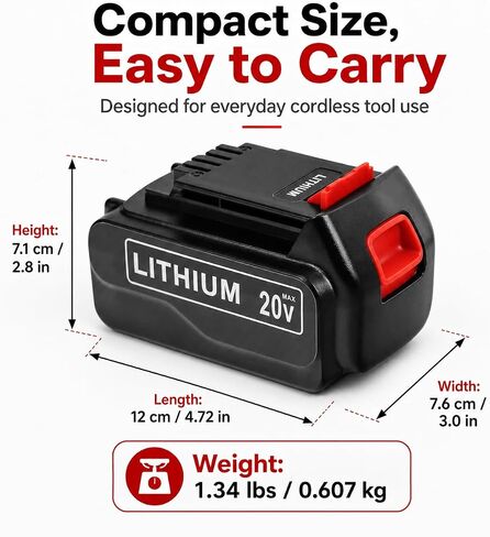 5.0Ah 20v Max Lithium Battery Compatible with Black and Decker Drills, Compatible with LBXR20 LBXR2020 LBX20 LBXR2520 LB2X4020 LB2XR20 (Non-OEM) (1-Pack) in Kuwait