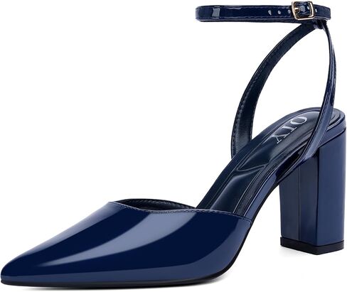 QIY Closed Pointed Toe Heels for Women Chunky Block High Heel Slingback Ankle Strap Pumps for Work Party Prom Wedding in Kuwait
