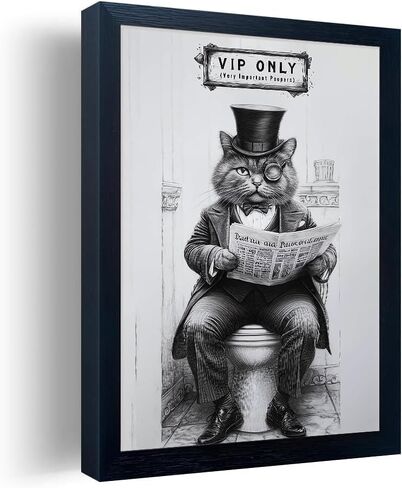Bathroom Picture Wall Decor, Framed Black and White Bathroom Wall Art, Cheeky Llama Funny Canvas Print Painting, 10"x8" in Saudi Arabia