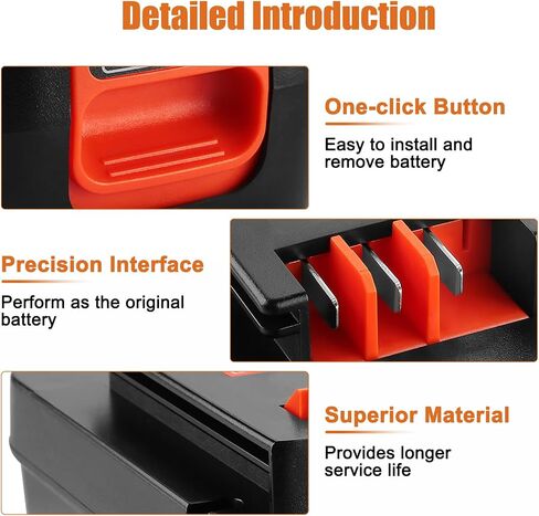 2 Pack 8000mAh hpb18 battery Replacement for black and decker 18v battery HPB18 HPB18-OPE 244760-00 A1718 FS18FL FSB18 FS18HV FS18ID Compatible with Black&Decker 18V Post Style / Rear Mount tools in Kuwait