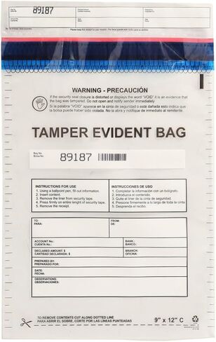 9"x12" Opaque Plastic Deposit Bags with Security Tape Tamper Evident - Secure Bank Deposits, Cash Handling, & Currency Transport | Self-Sealing Tape with Hidden Graphics | 100-Pack in Saudi Arabia