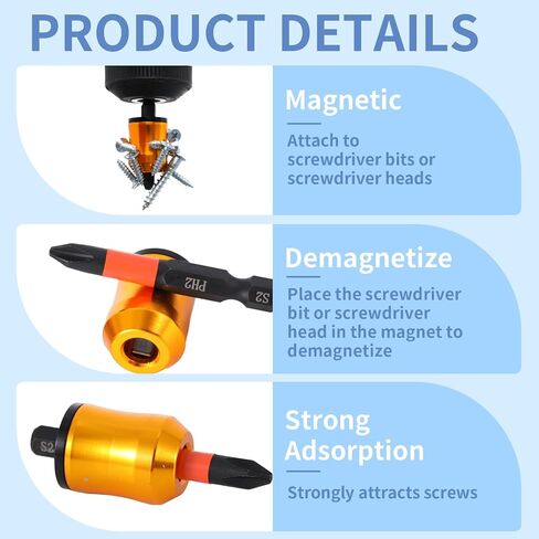 6 Pcs Magnetic Screw Ring with Ph1 Ph2 Ph3 Screwdriver Head Set Strong Magnetic Screw Ring Holder with Anti-Slip Design Universal Removable Household Tools for Hex Screwdriver and Drill Power Bits in Kuwait