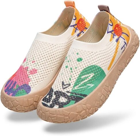 Womens Slip On Sneakers Breathable Knit Walking Shoes Lightweight Daisy Floral Loafers Comfortable Casual Mesh Flats in Kuwait