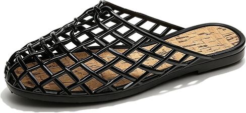 Jelly Mesh Slides for Women's Casual Comfortable Closed Round Toe Slip On Soft Sole Clear Mule Sandals for Summer Indoor Outdoor Vacation Beach Flat Slippers in Kuwait