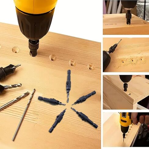 5-Piece Hex Shank Wood Countersink Drill Bit Set with Wrench High-Speed Steel Twist Drill for Woodworking Projects in Kuwait