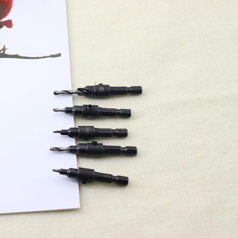 5-Piece Hex Shank Wood Countersink Drill Bit Set with Wrench High-Speed Steel Twist Drill for Woodworking Projects in Kuwait
