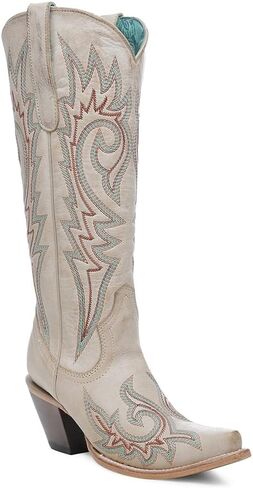 Corral Boots Womens Embroidered Snip Toe Pull On Casual Boots Knee High Mid Heel 2-3" in Kuwait