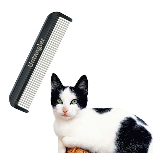Cat Comb, 7 inch, Ferrari Red - Silky Smooth Rotating Teeth for Gently Detangling Matted Cat Hair, Stainless Steel, Made in USA, Vet Recommended in Saudi Arabia