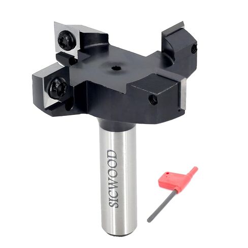 Slab Flattening Router Bit 1/2 Shank, Exra Large 3" Cutting Dia 4-Wing, Insert Carbide CNC Spoilboard Surfacing Router Bit, Wood Planer Planing Bit for Flycutter/Slab Leveler/Rabbeting by SICWOOD in Kuwait