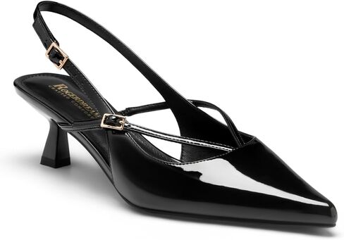 Women's Kitten Heel Slingback Pumps - Patent Vegan Leather Comfortable 2 Inch Pointed Toe Dress Pumps with Latex Insole Arch Support for Ladies Work Office Wedding Guest Bride Evening Party Cocktail & Date Night in Kuwait