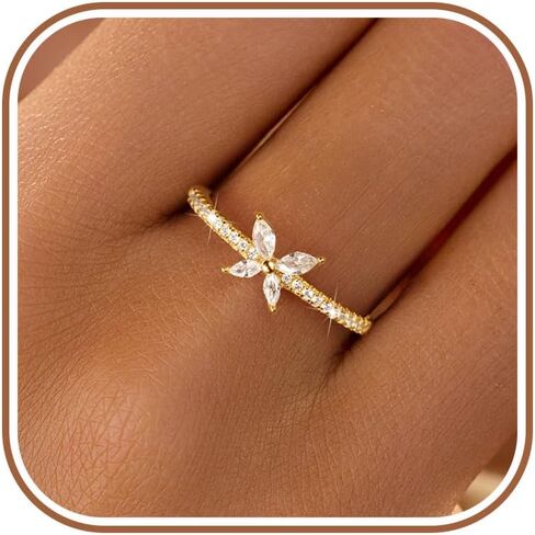 LOVECOM 925 Sterling Silver Cute Butterfly Rings for Women Dainty 14k Gold Plated CZ Rhinestone Insect Stacking Promise Ring Mother Daughter Ring Jewelry Birthday Gifts for Friends in Saudi Arabia
