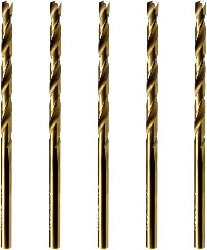 MAXTOOL 9/64" 5pcs Identical Jobber Length Drills HSS M42 Twist Drill Bits 8% Cobalt Fully Ground Golden Straight Shank Drills; JBF42G10R09P5 in Kuwait
