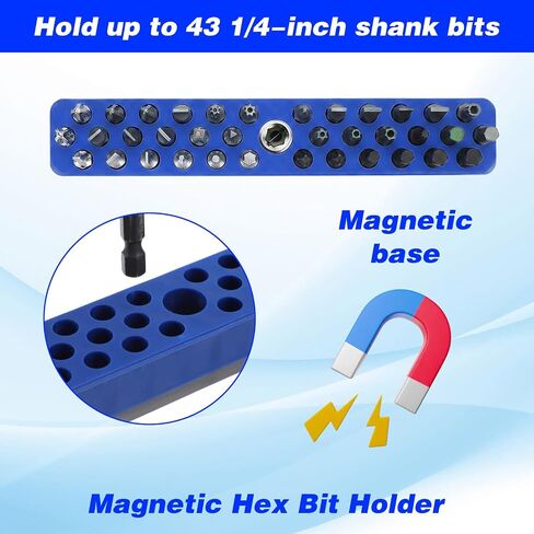 Kuyeyzu 4Pcs Magnetic Bit Holder 1/4 Inch Hex Bit Organizer 172 Holes Strong Magnetic Base Drill Bit Organizer Red Blue Green Orange in Kuwait