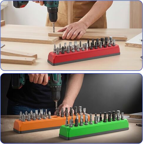 Kuyeyzu 4Pcs Magnetic Bit Holder 1/4 Inch Hex Bit Organizer 172 Holes Strong Magnetic Base Drill Bit Organizer Red Blue Green Orange in Kuwait