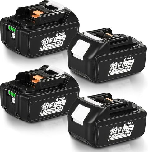 2 Pack 6.0Ah Replacement for 18V Battery BL1860B, Replacement Batteries Compatible with BL1820 1830B 1840B 1850B BL1815N, 18 Volt Lithium Cordless Tool Battery Packs in Saudi Arabia
