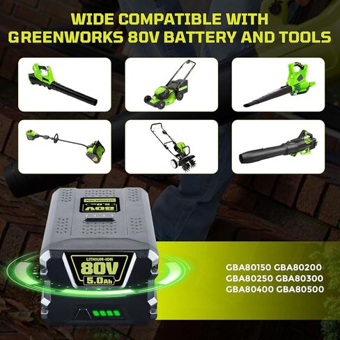 VANON 2-Pack 5000mAh Replacement for Greenworks 80V Battery GBA80200 | Compatible with GBA80300 GBA80400 GBA80500 Compatible with Greenworks 80V Lithium-ion Battery Cordless Power Tools in Kuwait