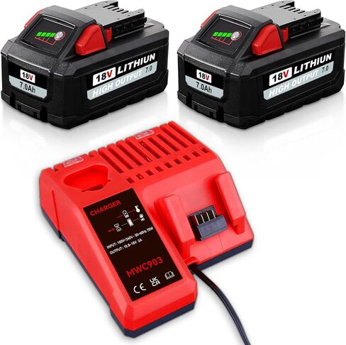 2Pack 7.0Ah Replacement for 18V Milwaukee Battery 18V 48-11-1850 Battery & Charger Combo MWL1810 18V Battery 48-11-1850 48-11-1852 48-11-1830 Cordless Power Tools in Kuwait