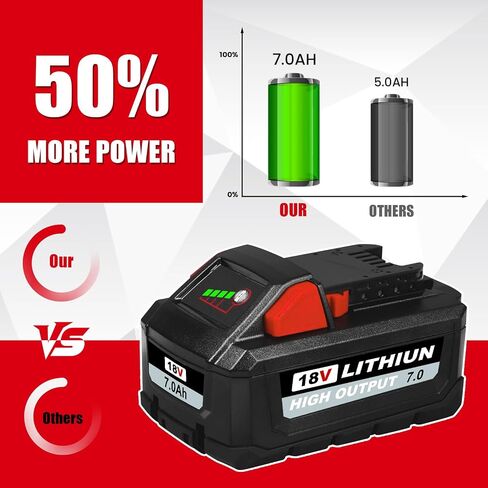 2Pack 7.0Ah Replacement for 18V Milwaukee Battery 18V 48-11-1850 Battery & Charger Combo MWL1810 18V Battery 48-11-1850 48-11-1852 48-11-1830 Cordless Power Tools in Kuwait