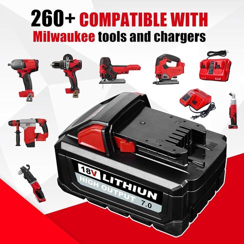 2Pack 7.0Ah Replacement for 18V Milwaukee Battery 18V 48-11-1850 Battery & Charger Combo MWL1810 18V Battery 48-11-1850 48-11-1852 48-11-1830 Cordless Power Tools in Kuwait