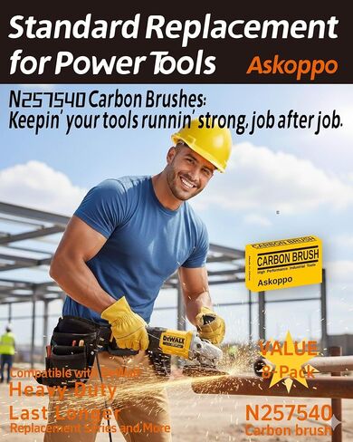 N257540 (8-Pack) Heavy Duty Carbon Brushes, Carbones para DeWALT DWE402 DWE4214 Angle Grinder Replacement, High Conductivity, Askoppo in Kuwait