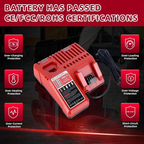 Replacement Rapid Charger for Milwaukee M12 M18, 12V/18V Multi-Voltage Lithium-ion Battery Charger, Compatible with 48-59-1812 in Kuwait