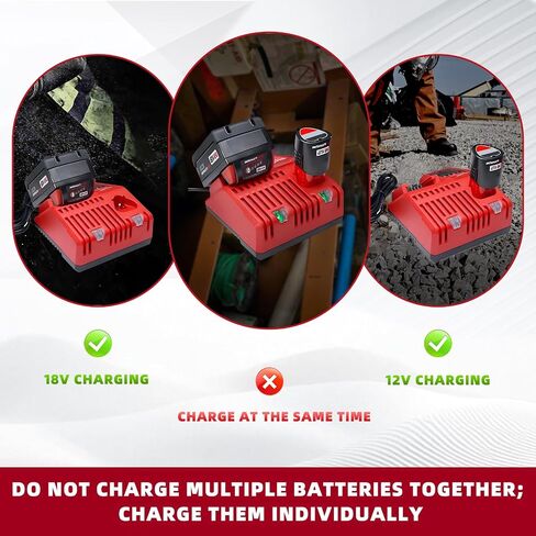 Replacement Rapid Charger for Milwaukee M12 M18, 12V/18V Multi-Voltage Lithium-ion Battery Charger, Compatible with 48-59-1812 in Kuwait