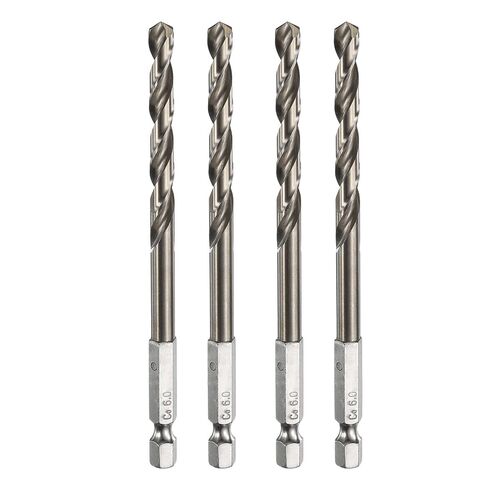 Generic 4pcs M35 High Speed Steel Cobalt Twist Drill Bit 6mm/0.24" Dia with Quick Change 1/4" Hex Shank Jobber Drill Bit for Metal, Steel, Copper, Aluminum, Zinc Alloy in Kuwait
