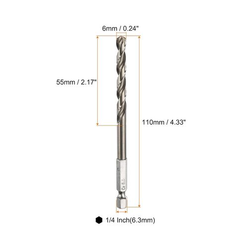 Generic 4pcs M35 High Speed Steel Cobalt Twist Drill Bit 6mm/0.24" Dia with Quick Change 1/4" Hex Shank Jobber Drill Bit for Metal, Steel, Copper, Aluminum, Zinc Alloy in Kuwait