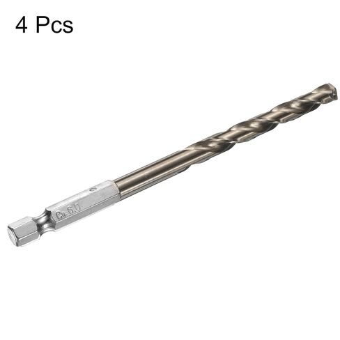 Generic 4pcs M35 High Speed Steel Cobalt Twist Drill Bit 6mm/0.24" Dia with Quick Change 1/4" Hex Shank Jobber Drill Bit for Metal, Steel, Copper, Aluminum, Zinc Alloy in Kuwait
