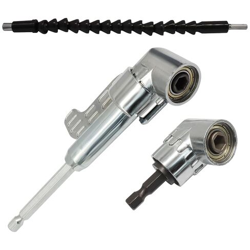 BokWin 105° Right Angle Drill Adapter & Bendable Extension, Black | 3 Pack, 1/4" Hex Shank, Flexible Shaft with Socket Adapter, For Screwdriver & Power Tool, For Tight Spaces in Kuwait