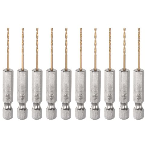 Generic 10pcs 1/4" Hex Shank Drill Bits 1.5mm Titanium Drill Bits Set M35 High Speed Steel Twist Drill Bit 65mm Long Fully Ground for Wood, Stainless Steel, Metal, Plastic Plastic in Kuwait