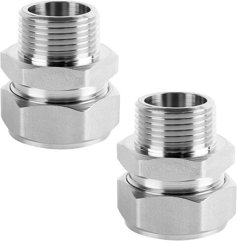 2 PCS 3/4'' x 3/4'' Straight Fittings, for 3/4 Inch Compressed Air Line Piping System Brass-Nickel Plated, 200psi Working Pressure in Kuwait