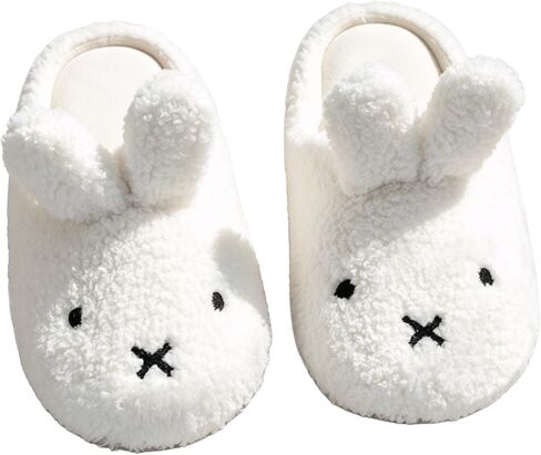 Molodo Cute Bunny Fuzzy House Slippers Warm Funny Plush Indoor Slip On Shoes for Women in Kuwait