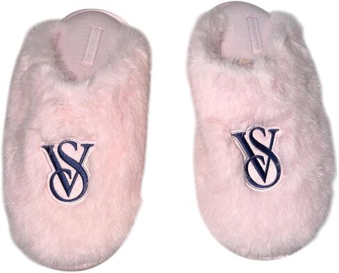 Victoria's Secret Luxe Plush Faux Fur Slip-On Slippers Pink New in Kuwait