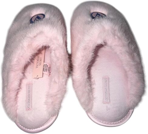 Victoria's Secret Luxe Plush Faux Fur Slip-On Slippers Pink New in Kuwait
