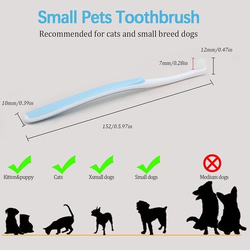 JGocot Small Dog Toothbrush,|Micro Brush Head|Nano Bristle|Soft Pet Toothbrush for Sensitive Gum&Teeth, Dog Teeth Cleaning Kit for Puppy, Kitten, Cats&Miniature Toy Size Dogs in Saudi Arabia